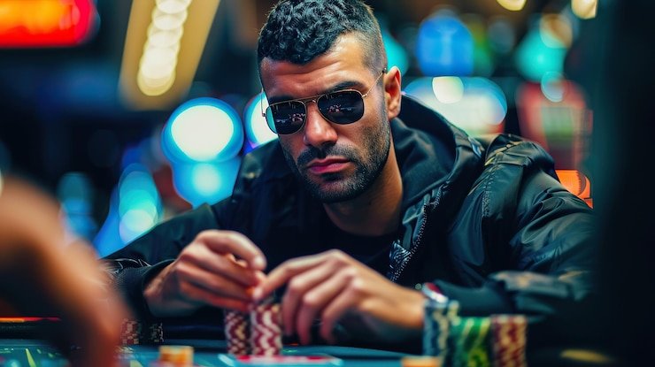 Layar meja dealer langsung blackjack dengan kartu dan tombol kontrol taruhanmu